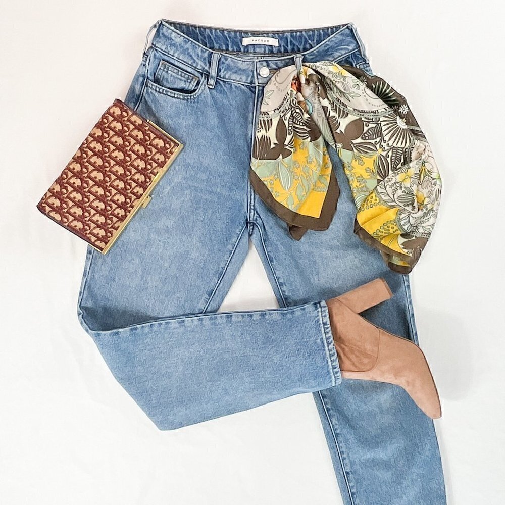 PACSUN Medium Wash Cropped Straight Leg MOM Jean, Size: 25